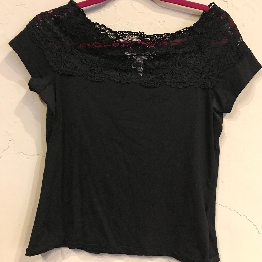 H&M Black Shirt with Lace Detail